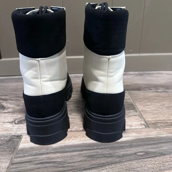 Stylish Black and White Women's Combat Boots - Picture 2 of 7